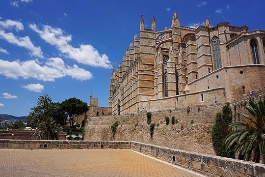 View from below Palma de Mallorca cathedral