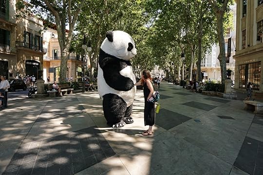 Flora meets a giant panda in Palma de Mallorca