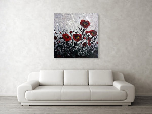 Poppies in the Rain is sold, but commissions for similar paintings in different sizes / colors would be considered.