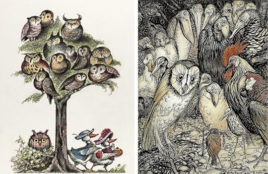 A Parliament of Owls by Eric Carle and The Owl & the Birds by Arthur Rackham