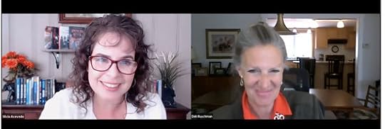Photo shows hosts of SCBWI-Wisconsin's Spring Studio virtual conference. Shown are co-regional advisors Silvia Acevedo and Deb Buschman.
