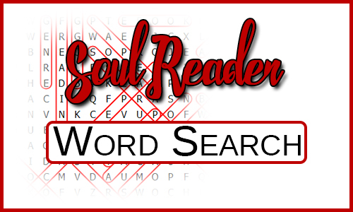 Blurred Word Search with the Title "Soul Reader Word Search" over the top