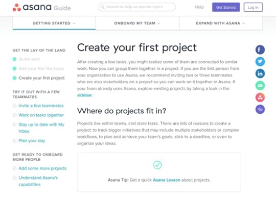 Asana's knowledge base page organized, educative, in-depth, and informative