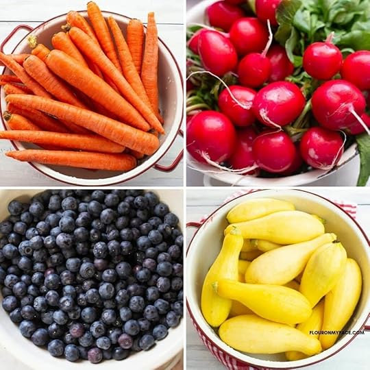May seasonal produce collage.