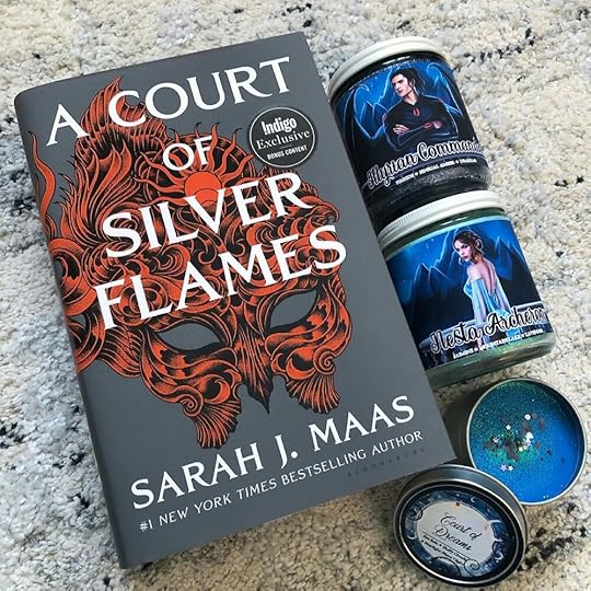 “I like to read. I cannot survive without reading.” - A Court of Silver Flames 🔥 ___________________________________Hello book charmers! I’m sorry I’ve been away from Instagram for so long. Things have been a bit chaotic lately but I’m sure many people feel that way right now. I am falling behind on my reading goals for this year. I haven’t had a chance to read A Court of Silver Flames yet, but I ADORE these candles from @timelessprintsca . The Cassian candle is my favourite! 😍___________________________________QOTD: what are you reading?