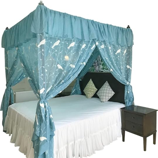 Blue/ White Embroidered Bird Custom made Mosquito Net Lace Canopy Bed Decoration Palace Bed Canopy Curtain Valance Bedding|Mosquito Net| - AliExpress