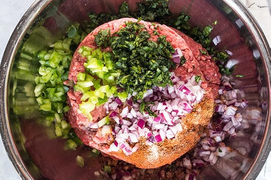 meat and spice mix for cheddar stuffed burger with avocado with a lettuce wrap recipe