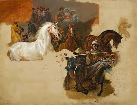 Emile Jean Horace Vernet, "Race of the Riderless Horses", c.1820, oil on canvas.