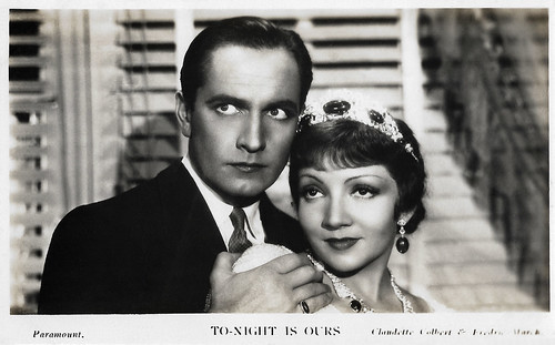 Fredric March and Claudette Colbert in Tonight is Ours (1933)