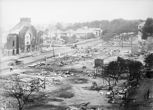 aerial view of Greenwood District burned to rubble