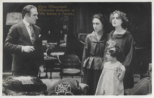 Pina Menichelli, Milton Rosmer and Marcella Sabbatini in La donna e l'uomo