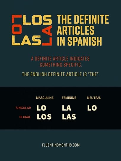 The definite articles in Spanish in chart format