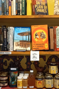 Driftwood: Stories from the Margarita Road on the shelves of the Alma Libre Bookstore in Puerto Morelos, Mexico
