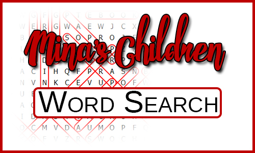 Mina's Children Word Search - with a blurred words search in the background