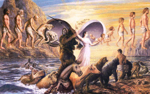 An artist's depiction of reincarnation