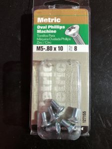 package of 8 M5-.80 x 10 phillips screws