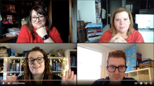 Me (top left), the amazing Sara Grant (top right), unstoppable Annaliese Avery (bottom left) and ineffable Simon James Green (bottom left)