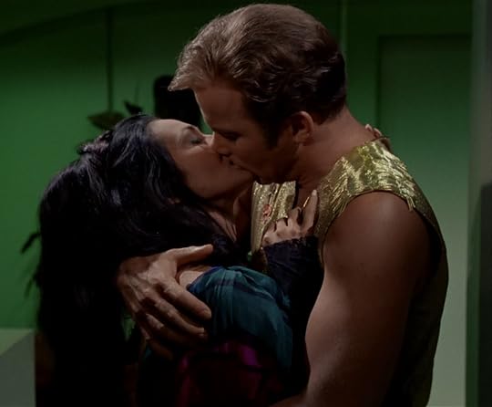 William Shatner and Barbara Luna kiss in the Star Trek episode Mirror, Mirror