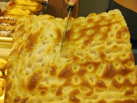 Genoese or Ligurian focaccia, Daria Vinci's favorite snack, photo copyright Alison Harris