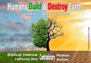 Biblical Hebrew for subdue, kabash, reflects human contradictory action toward Earth.