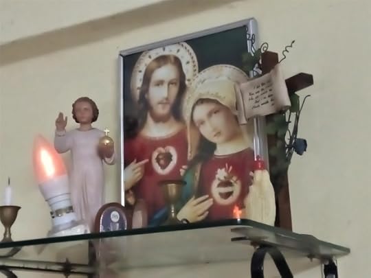 Sacred Heart of Jesus & Immaculate Heart of Mary image at our Home Altar