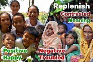 Replenish the Earth. Contrasted meaning. Fill it positively or negatively. Happy or troubled.