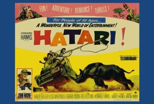 Amazon.com: Hatari Movie Poster (27 x 40 Inches - 69cm x 102cm) (1962) Style B -(John Wayne)(Elsa Martinelli)(Red Buttons)(Hardy Kruger)(Gerard Blain)(Bruce Cabot): Prints: Posters & Prints
