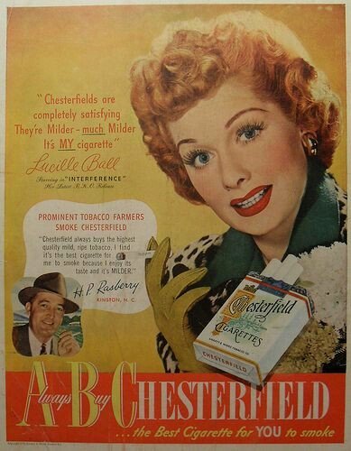 Lucille Ball Chesterfield cigarettes ad