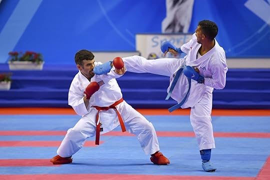 Haifa, Israel - July 11, 2017: The Karate competitions during 20th Maccabiah Games 2017 at the Romema Arena Haifa, Israel, new sports at the Tokyo Olympics