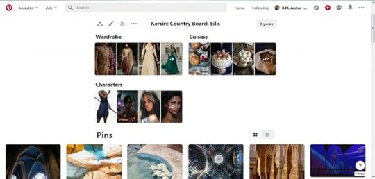 A Pinterest board with sections for 
