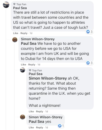 A screen shot of a Facebook conversation between a CrossFit Games athlete and another CrossFitter.