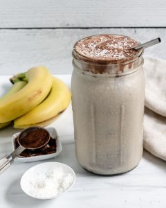 banana breakfast shake in jar full