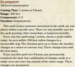The scapeshift spell generated with homebrewery