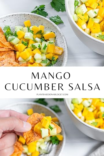 pinterest graphic for mango cucumber salsa