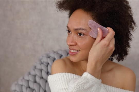 Gua sha face massage with jade stone . Lifting and Anti aging Treatment