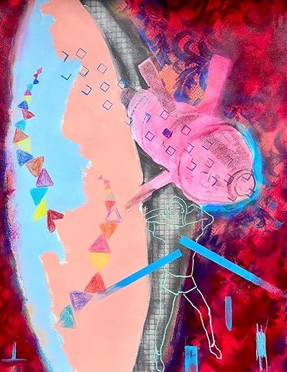 FTL, 2021, mixed media on watercolor paper, 30”x22.5”