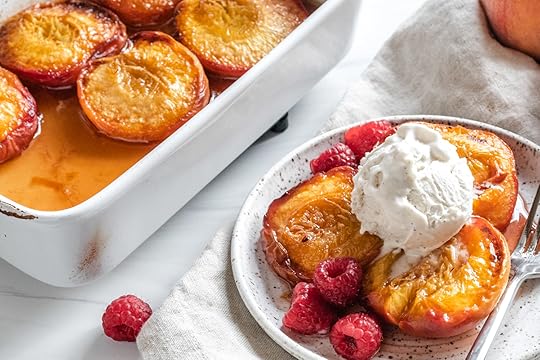peaches roasted in a white background