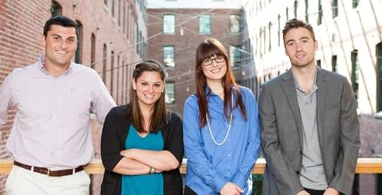 Smiling group of connected employees