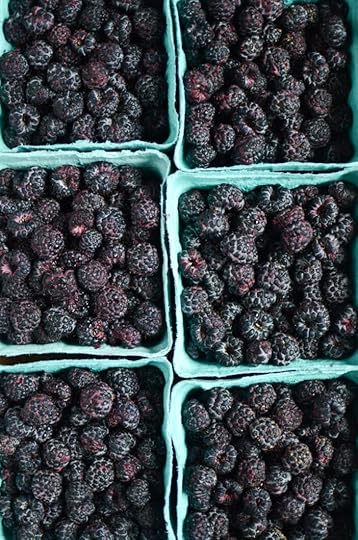 Six dry pints of fresh black raspberries.