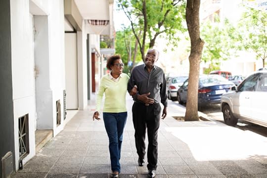 senior couple doing a beginners walking routine