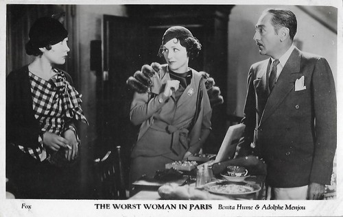 Benita Hume and Adolphe Menjou in The Worst Woman in Paris?