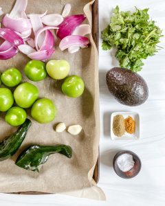 Creamy Tomatillo Avocado Salsa Verde ingredients