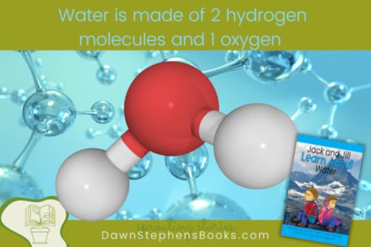 water is made of 2 hydrogen molecules and 1 oxygen. the model is usually made of one large red ball and two white balls connected at an angel. Jack and Jill Learn About Water is a resource from DawnStephensBooks.com