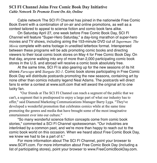 Sci-Fi Channel FCBD press release