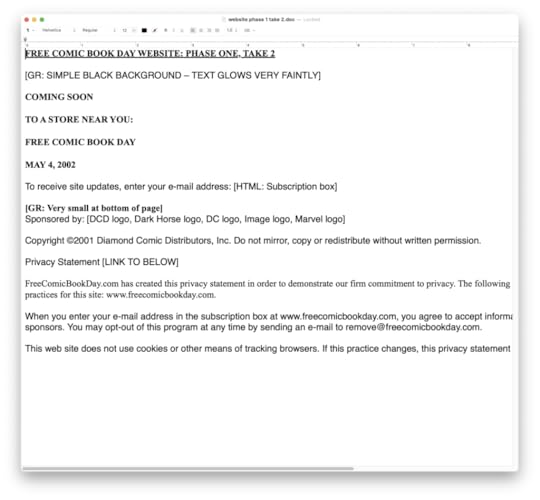 Copy for the first FCBD website.