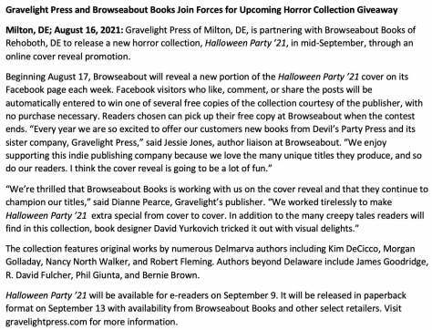 Halloween Party 2021 Press Release