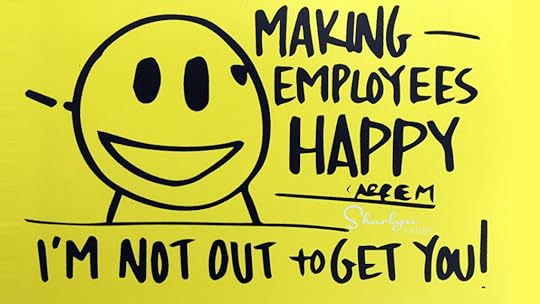 yellow board drawing about performance management making employees happy