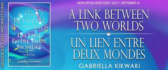 Goddess Fish book tour banner for A Link Between Two Worlds by Gabriella Kikwaki