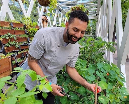 Chef Powers Jr. in the Garden Pavilion. Photo by Brandon Barre.