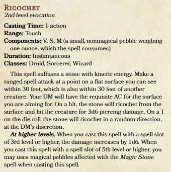 The Ricochet Spell Generated with Homebrewery